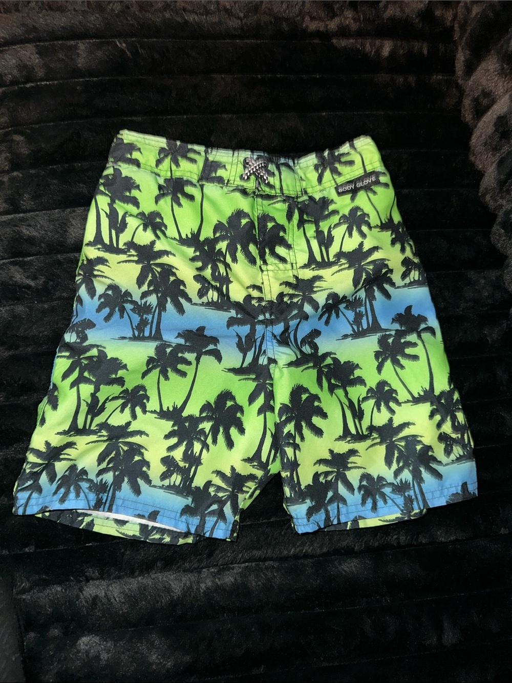 Body Glove Green & Blue Palm-Print Hybrid Swim Shorts